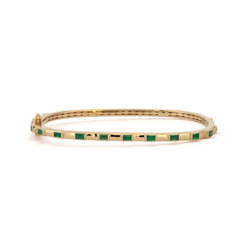 Three Stories Classic Bezel Baguette Emerald and Diamond Bangle