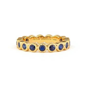 Three Stories Bezel Set Blue Sapphire Band