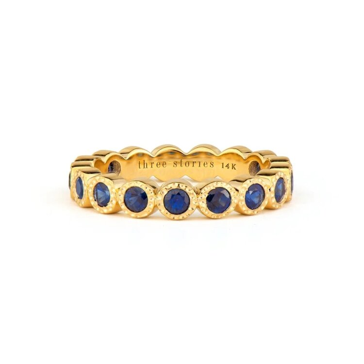 Three Stories Bezel Set Blue Sapphire Band