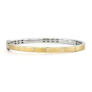 Three Stories Mixed Metal Plain Diamond Bangle