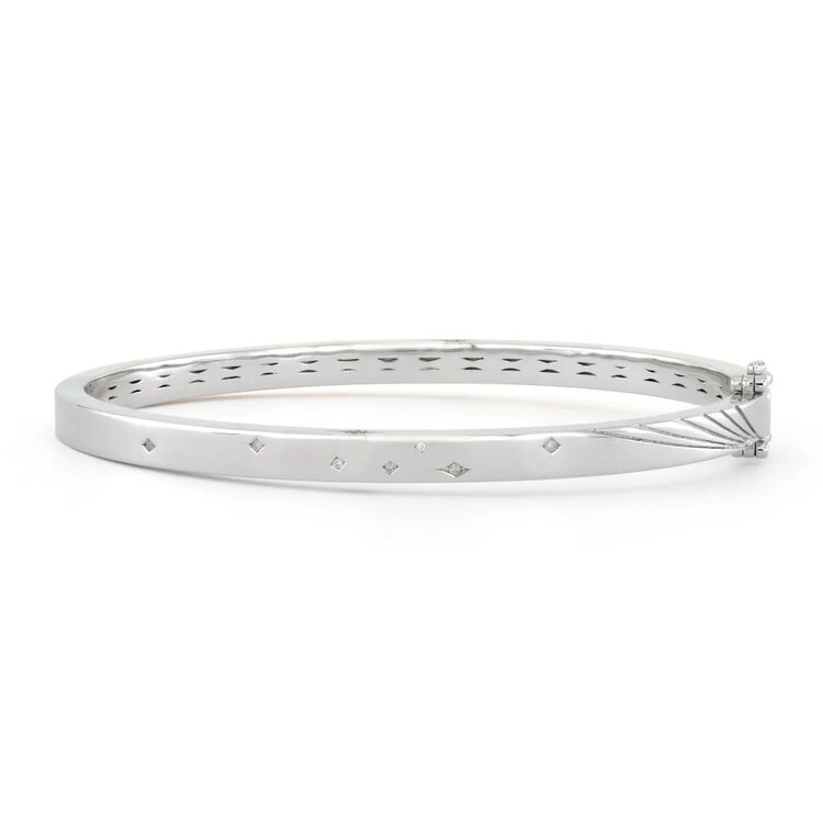 Three Stories Mixed Metal Plain Diamond Bangle