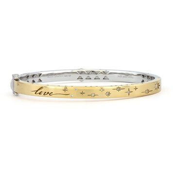 Three Stories Wide Engraved Love Bangle