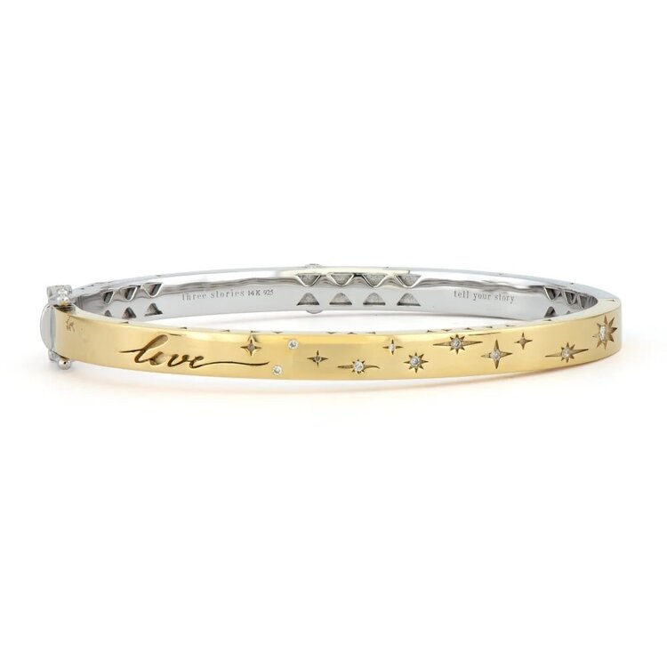 Three Stories Wide Engraved Love Bangle