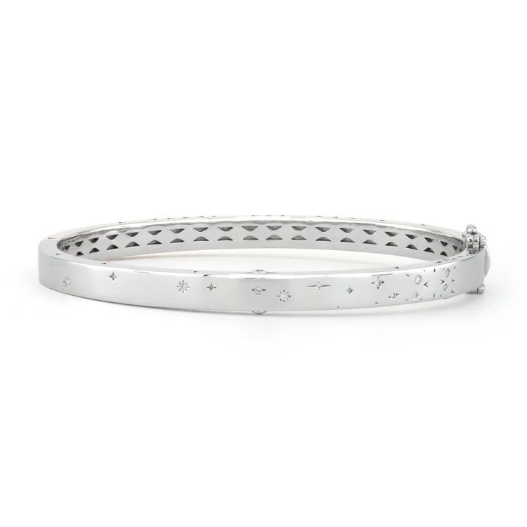 Three Stories Wide Engraved Love Bangle