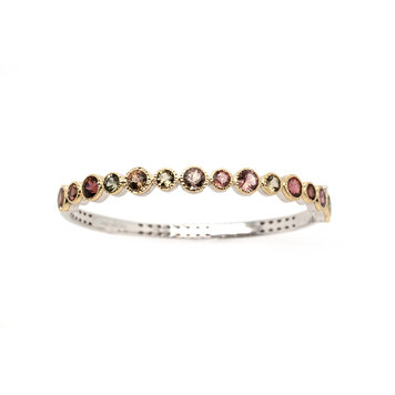 Three Stories Timeless Two-Toned Bezel Set Mixed Tourmaline Bangle