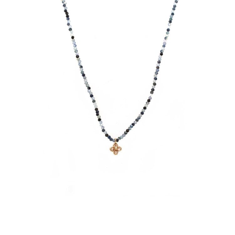 Margaret Solow Multi-Colored Blue Sapphire and Diamond Beaded Necklace