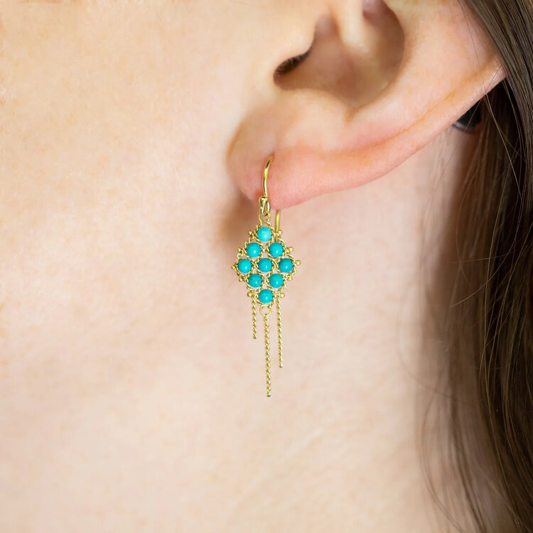 Amali Turquoise Textile Earring