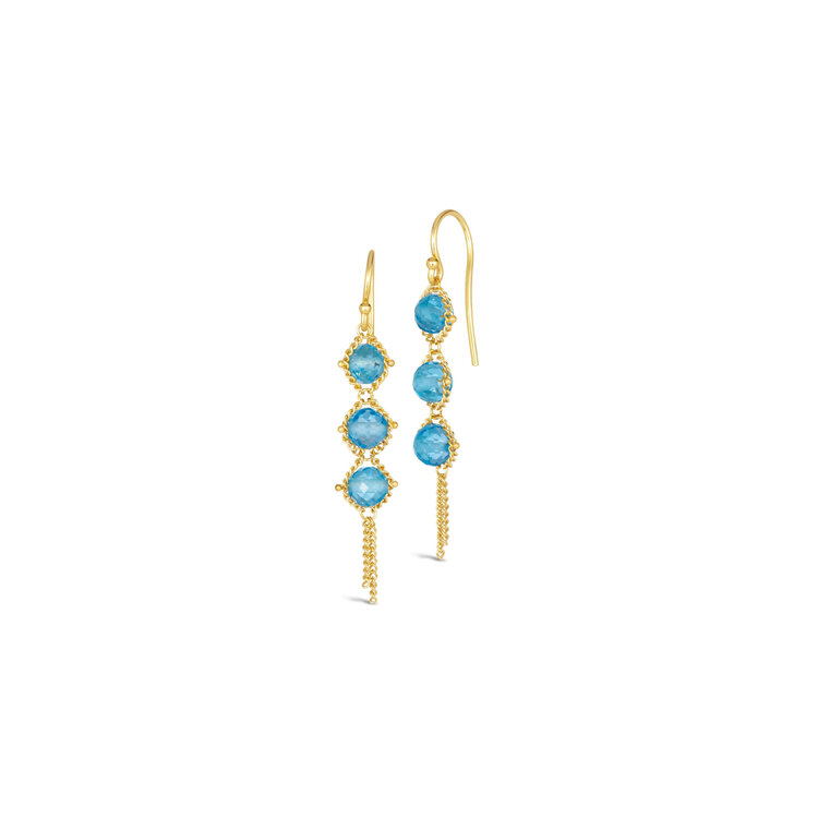 Amali London Blue Topaz Textile Drop Earrings