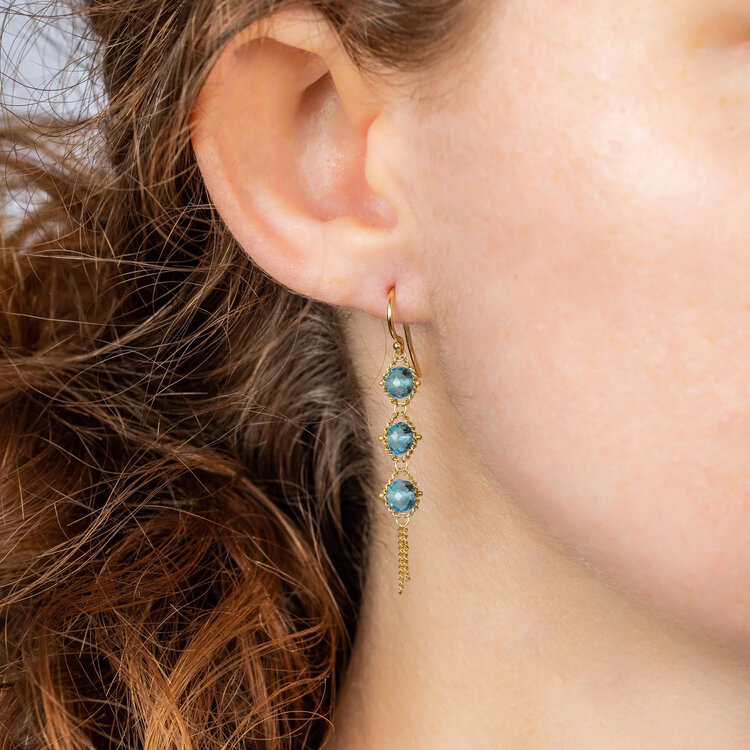 Amali London Blue Topaz Textile Drop Earrings