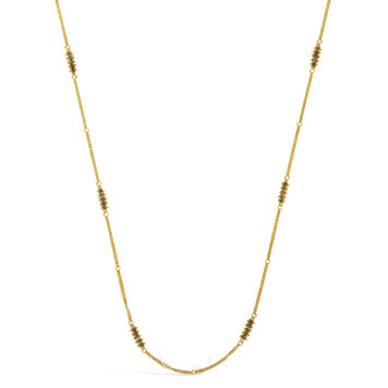 Amali Champagne Diamond Textile Row Multi Station Necklace