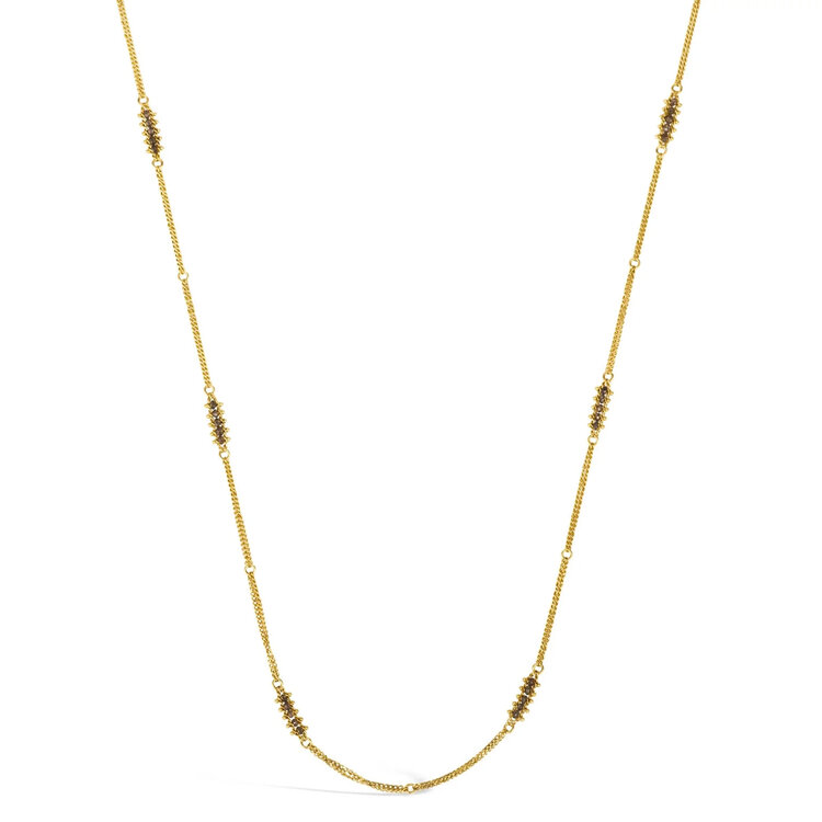 Amali Champagne Diamond Textile Row Multi Station Necklace