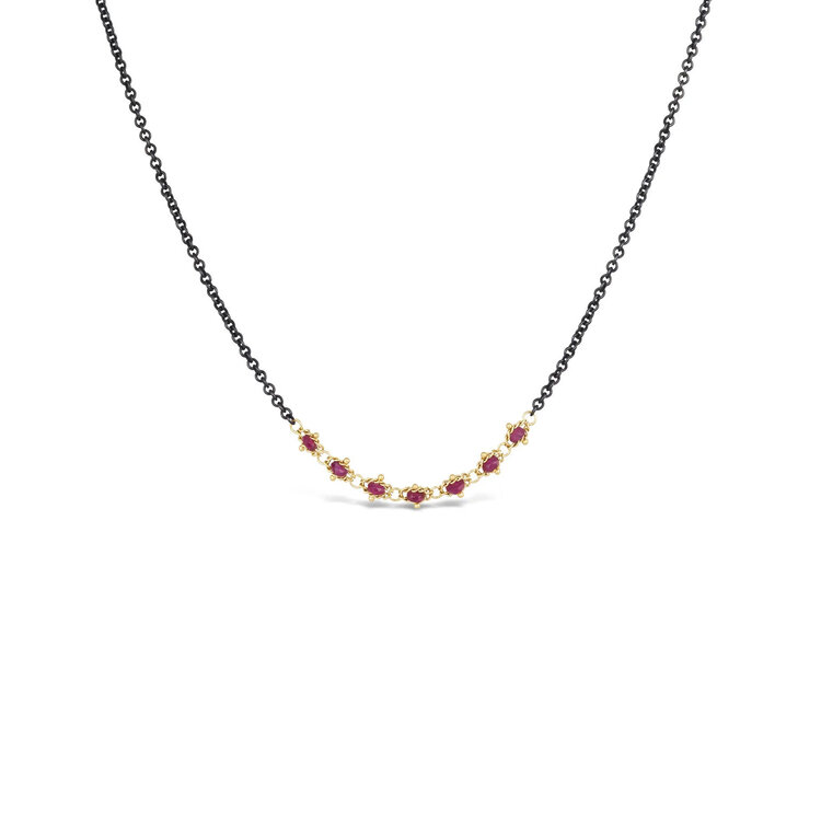 Amali Ruby Textile Station Oxidized Necklace