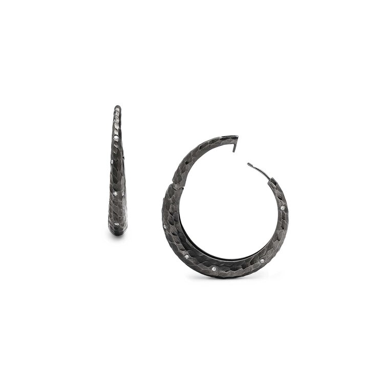 Dana Bronfman Oversized Hammered Click Hinge Hoop Earrings