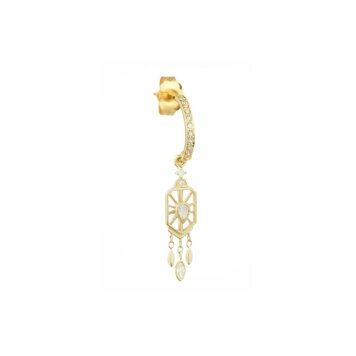 Celine d'Aoust Pear Diamond Octagonal Hoop Single Earring