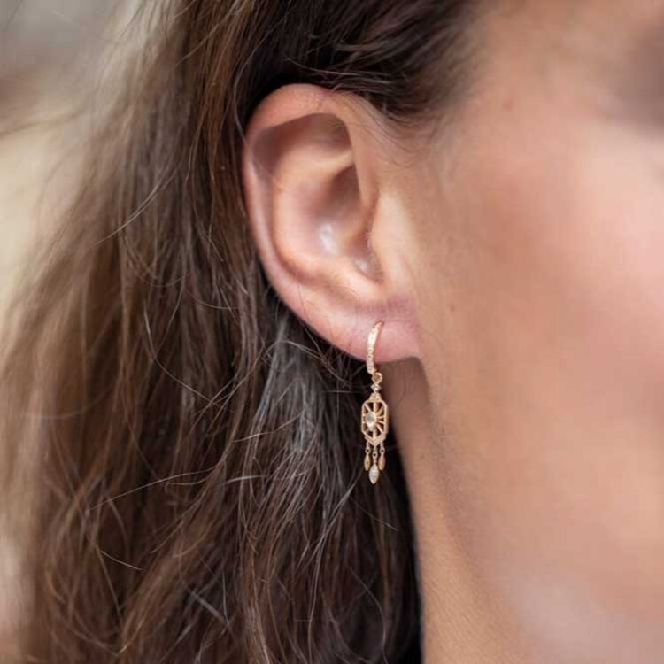 Celine d'Aoust Pear Diamond Octagonal Hoop Single Earring