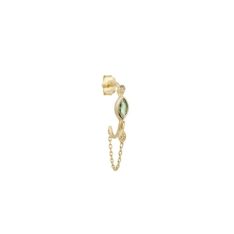 Celine d'Aoust Marquise Tourmaline and Diamond Eye Chain Single Earring