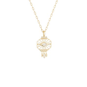 Celine d'Aoust Dream Maker Open Eye Diamond Octagonal Pendant Necklace