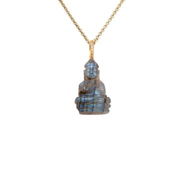 Just Jules Labradorite Buddha Charm with Diamond Bail