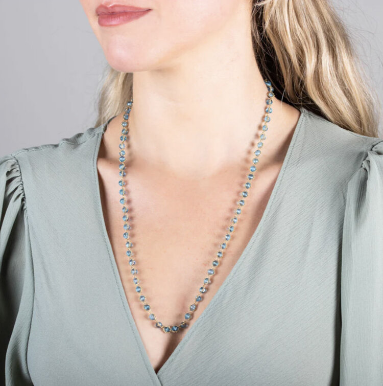 Amali London Blue Topaz Full Textile Necklace