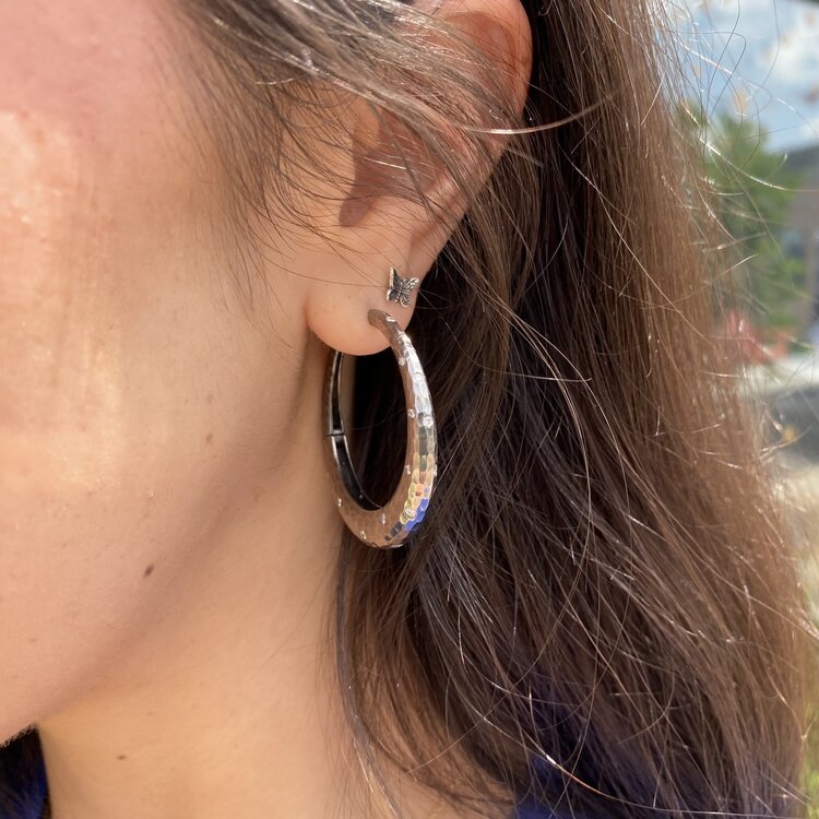 Dana Bronfman Oversized Hammered Click Hinge Hoop Earrings