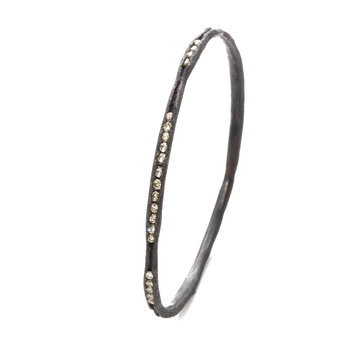 TAP Oxidized Silver Textured Irregular Channel Bracelet with Diamonds