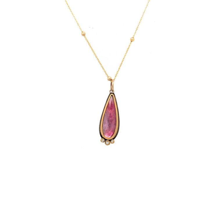 Ananda Khalsa Rosecut Pink Tourmaline Necklace