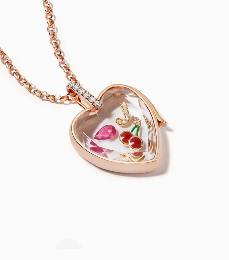 Loquet 14k Rose Gold Heart Amate Locket