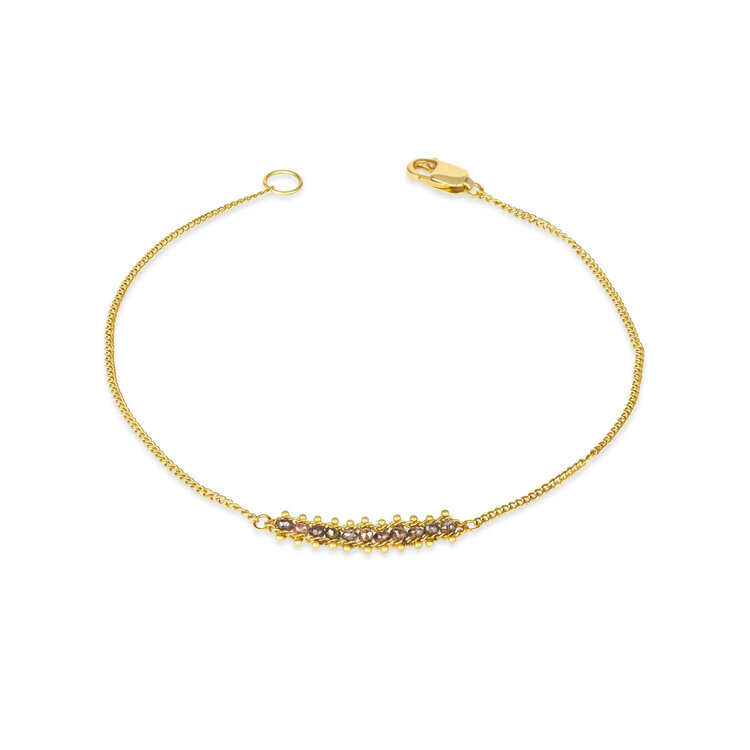 Amali Champagne Diamond Textile Row Station Bracelet