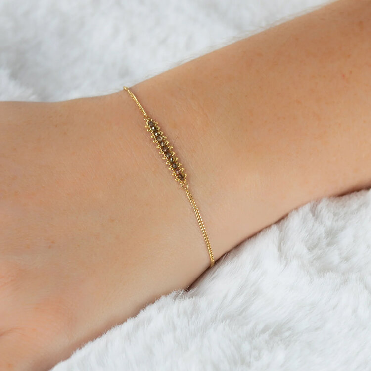 Amali Champagne Diamond Textile Row Station Bracelet