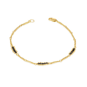 Amali Black Diamond Textile Row Three Station Bracelet