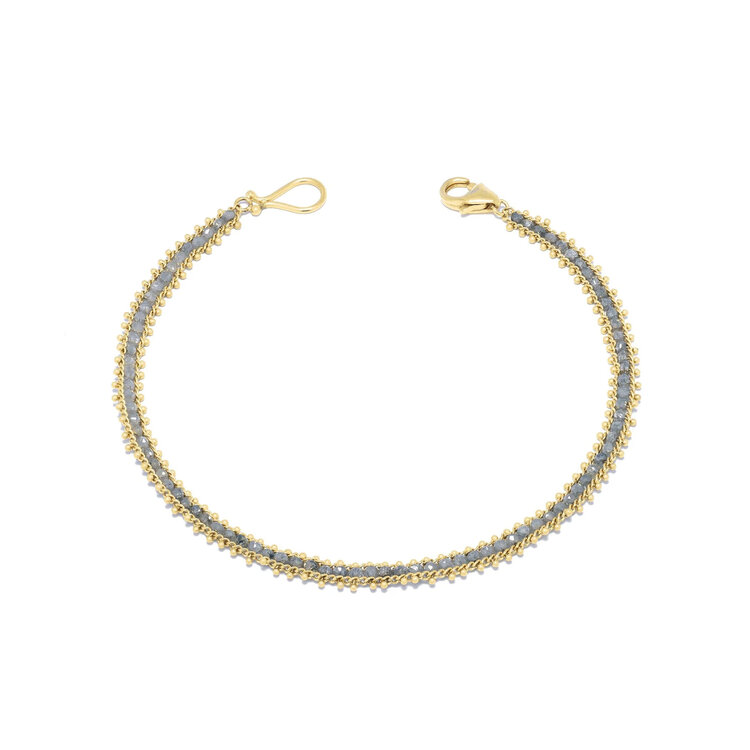 Amali Grey Diamond Full Textile Row Bracelet