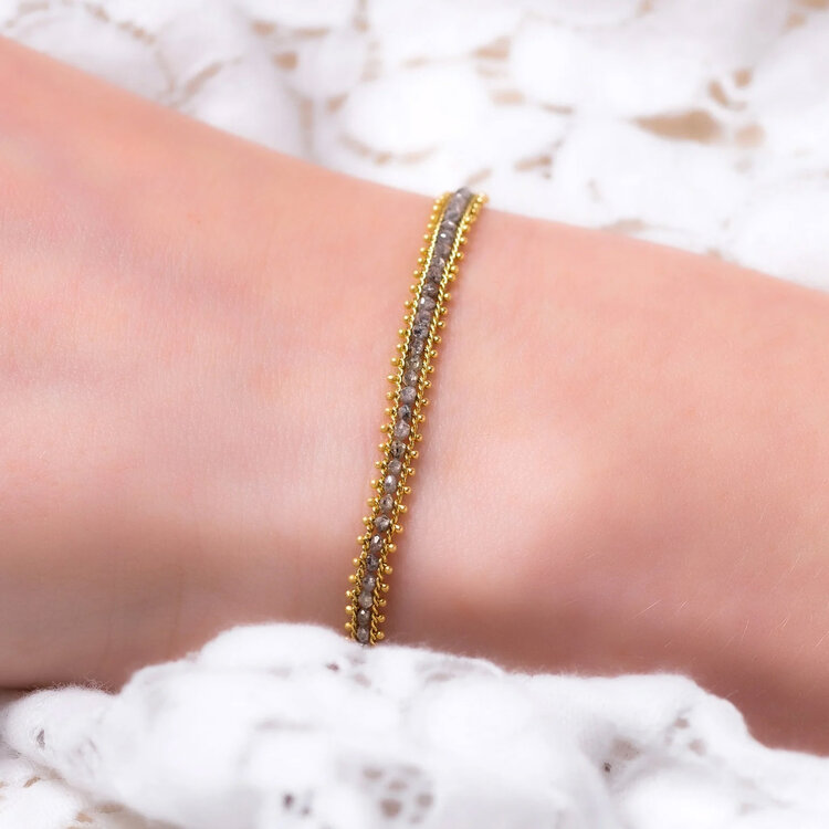 Amali Grey Diamond Full Textile Row Bracelet