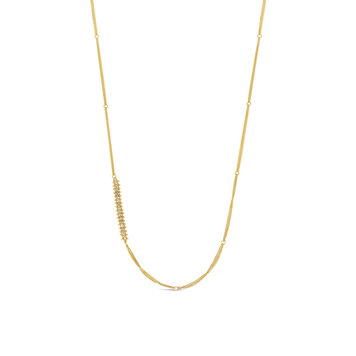 Amali Silver Diamond Asymmetrical Textile Row Station Necklace