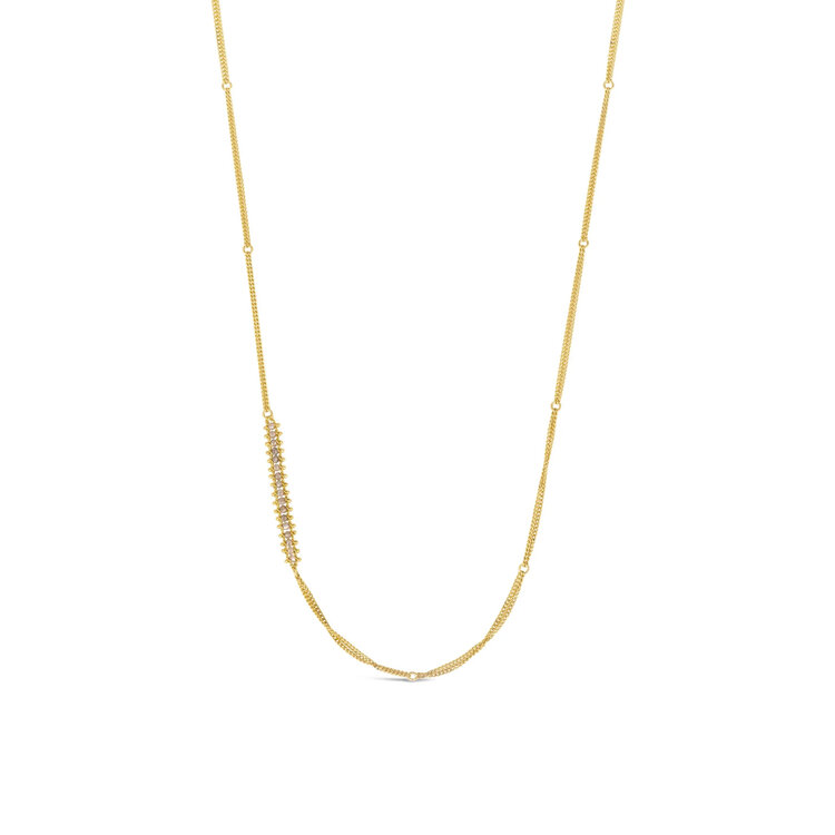 Amali Silver Diamond Asymmetrical Textile Row Station Necklace