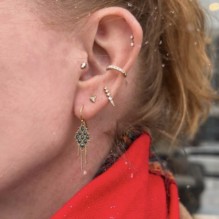 Amali Blue Diamond Textile Earrings