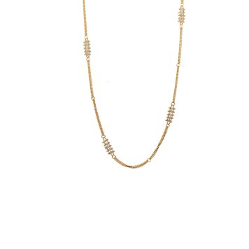 Amali Silver Diamond Textile Row Multi Station Necklace