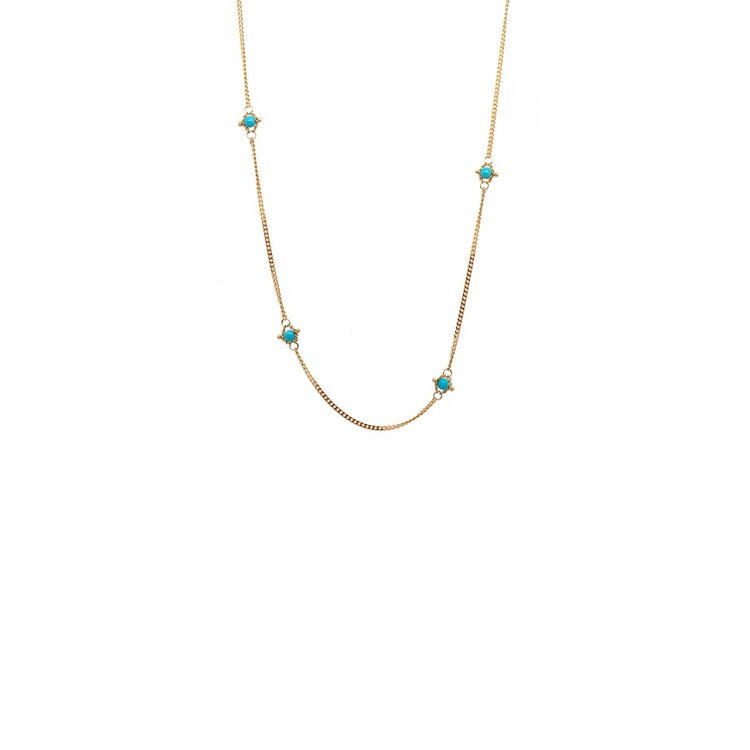 Amali Turquoise Textile Multi Station Necklace