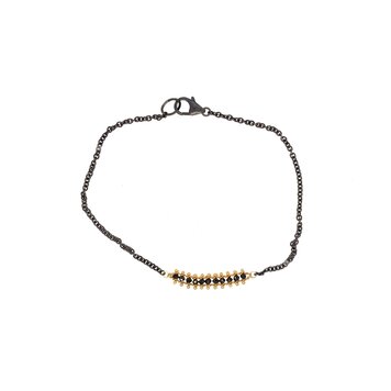Amali Black Diamond Textile Row Station Oxidized Bracelet