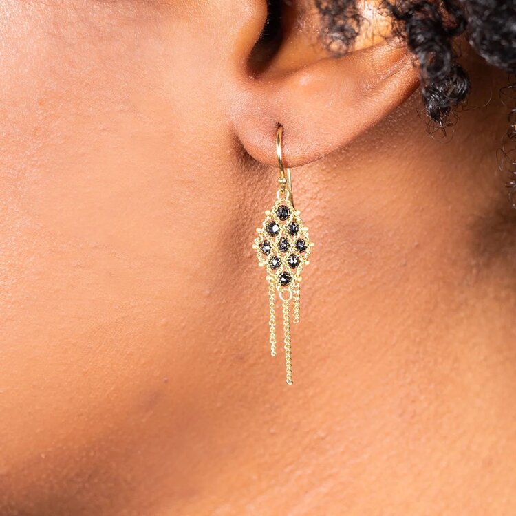 Amali Black Diamond Textile Earrings