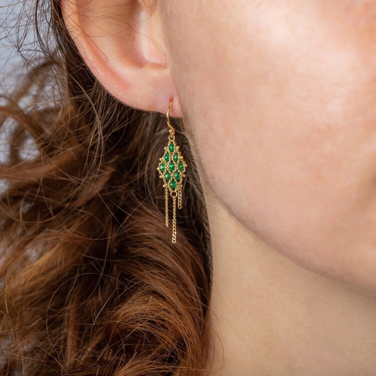 Amali Emerald Textile Earrings