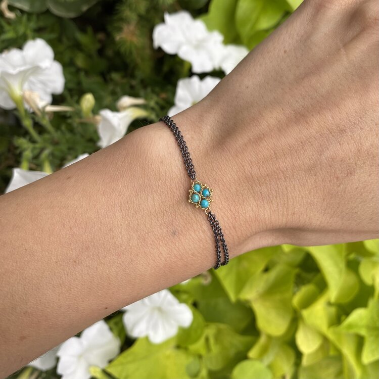 Amali Turquoise Rhombus Station Oxidized Bracelet