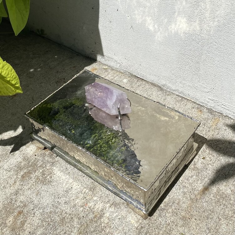 Amethyst Crystal Silver Box 8" x 5"