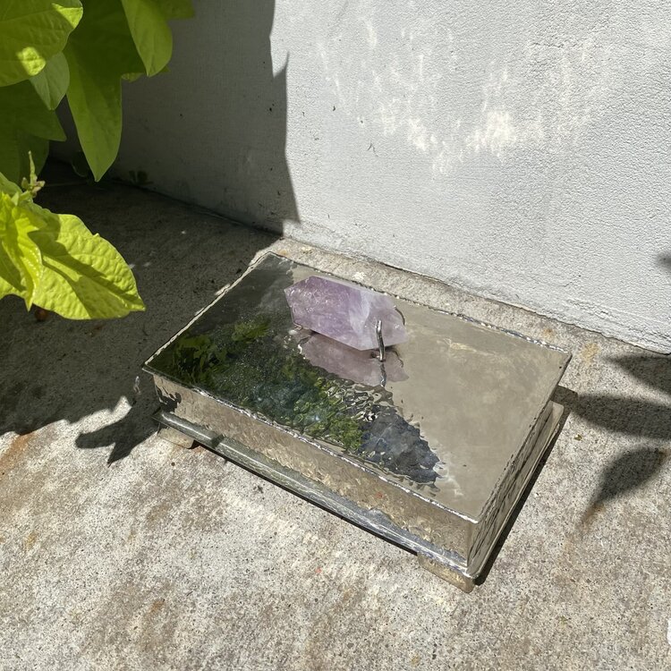 Amethyst Crystal Silver Box 8" x 5"