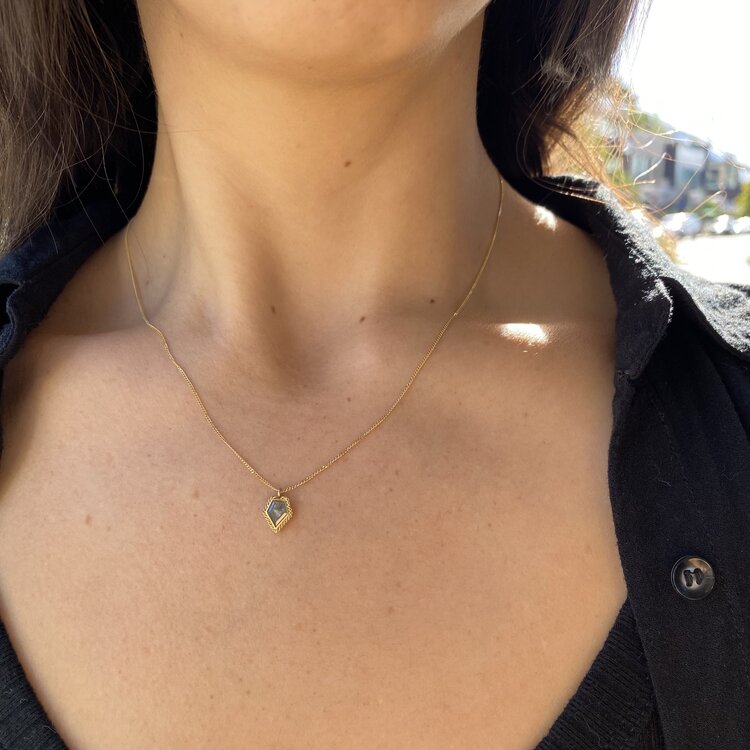 Amali Grey Diamond Shield Necklace