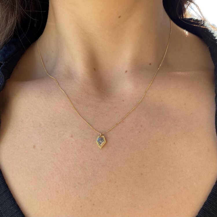 Amali Grey Diamond Shield Necklace