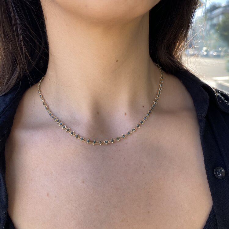 Amali Blue Diamond Full Textile Necklace