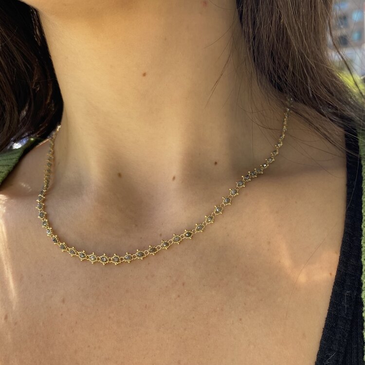 Amali Grey Diamond Full Textile Necklace