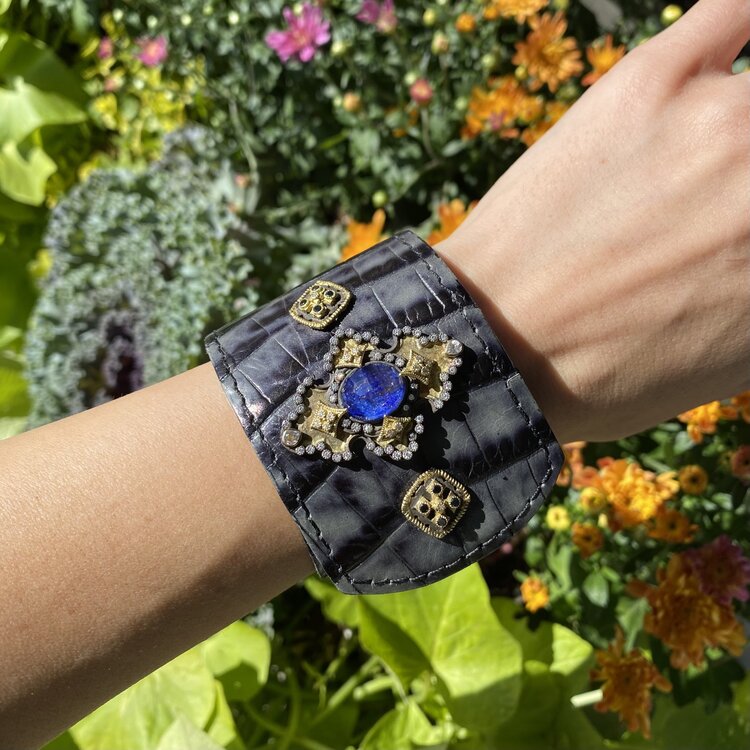 Vintage and Estate Armenta Caiman Leather Cuff w Lapiz