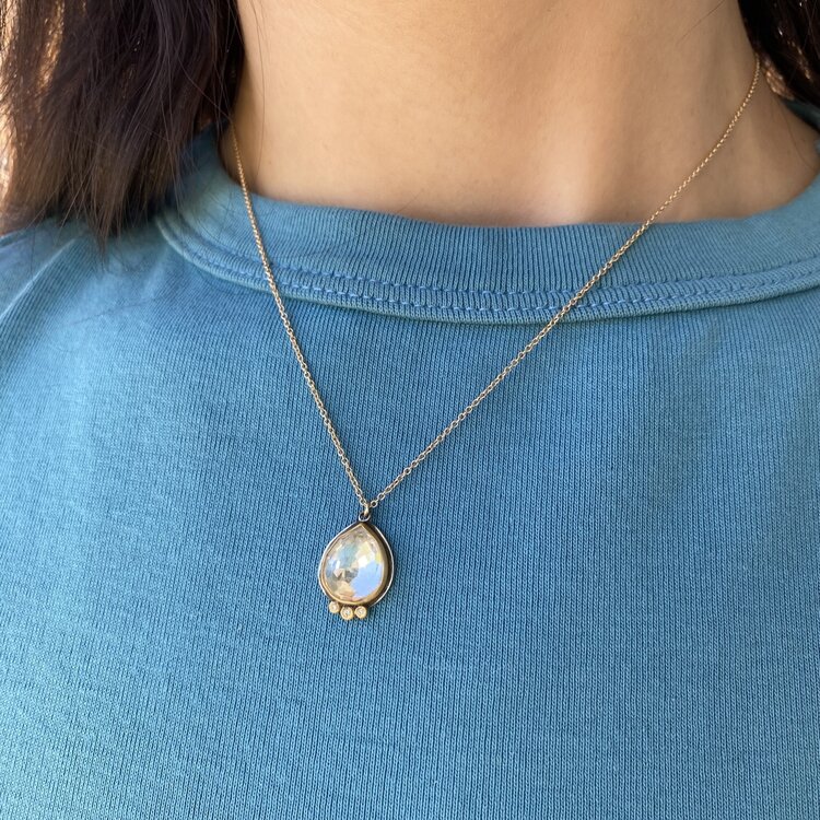 Ananda Khalsa Rosecut White Topaz Necklace