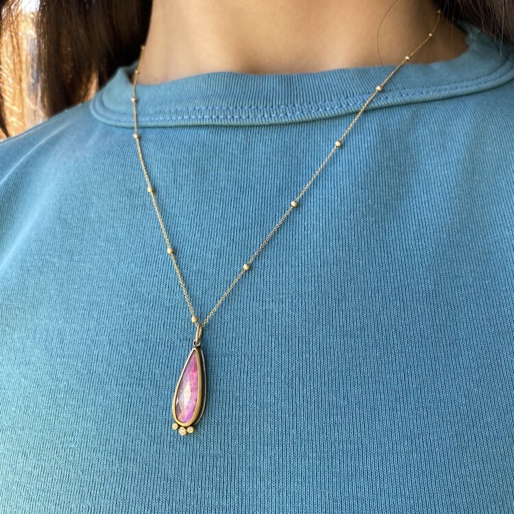 Ananda Khalsa Rosecut Pink Tourmaline Necklace